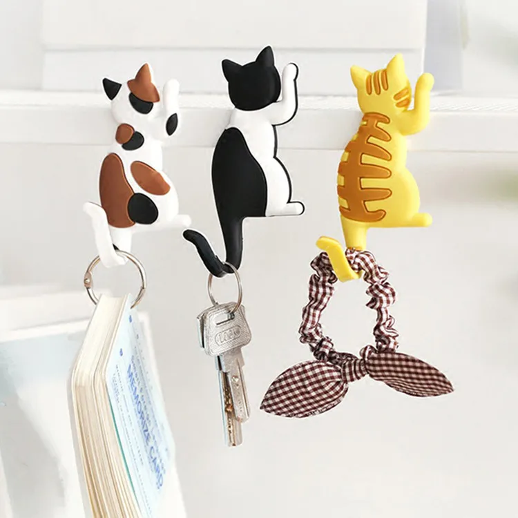 Cute Cartoon Cat Fridge Magnet Hook Refrigerator Sticker Home Decoration Hook Creative Hooks Magnetic Fridge Sticker