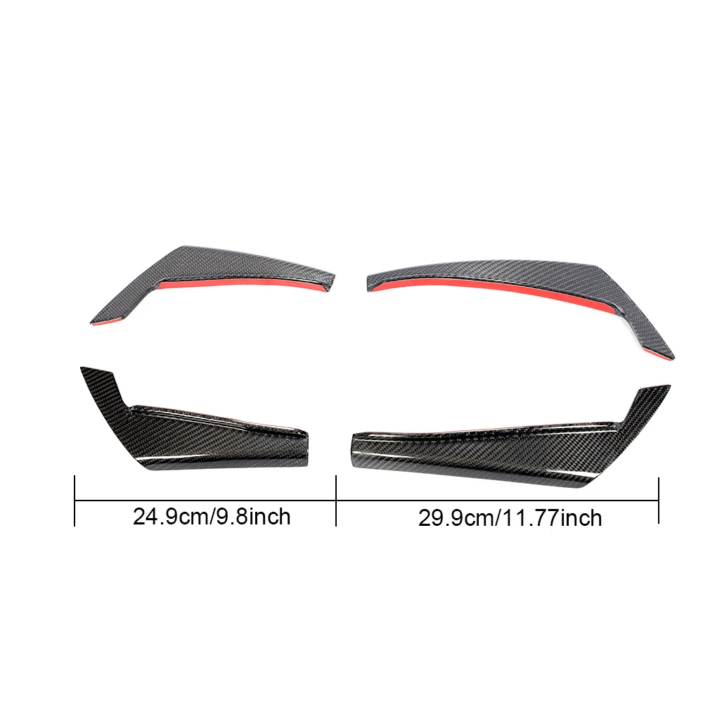 A4 B9 Carbon Fiber Car Front Bumper Canards Trims for Audi A4 RS4 2017-2019
