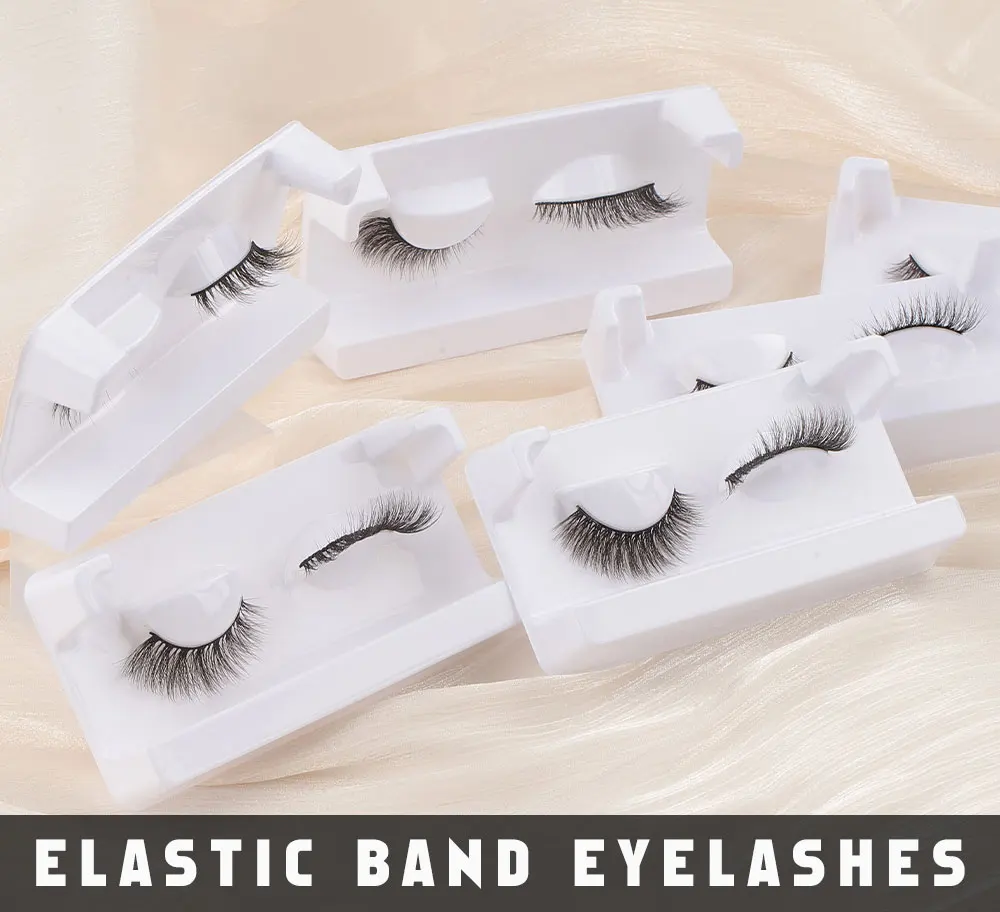 custom elastic black band 3d bulk faux mink wispy fluffy eye lash natural full strip lash vendor