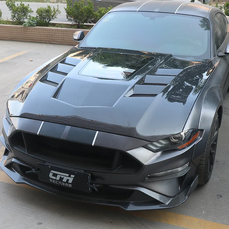 Suitable for 18-22 Ford Mustang modified transparent cover  carbon fiber hood engine cover