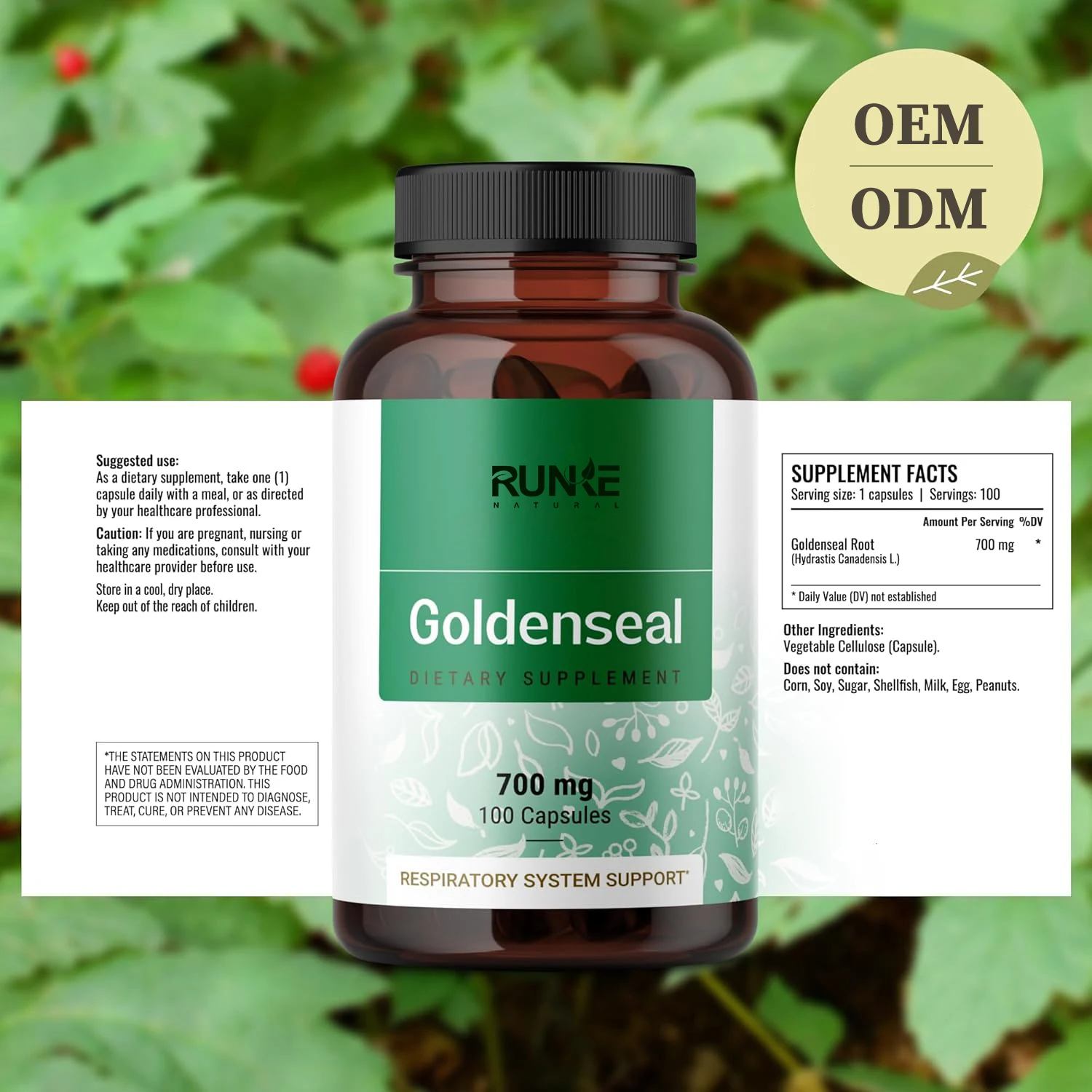 Goldenseal Root Extract Capsules 500mg Herbal Supplement For Adults Manufacturer healthy care food Natural Echinacea