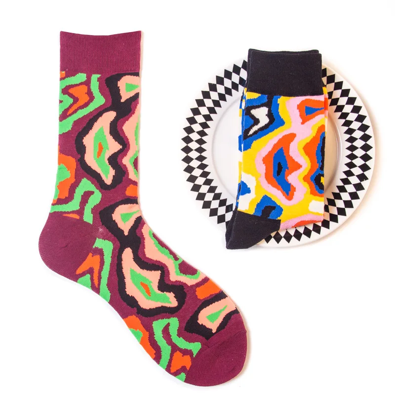 Customized Professional Design Happy Custom Colorful Jacquard Sox Funny Socks Happy Man Socks
