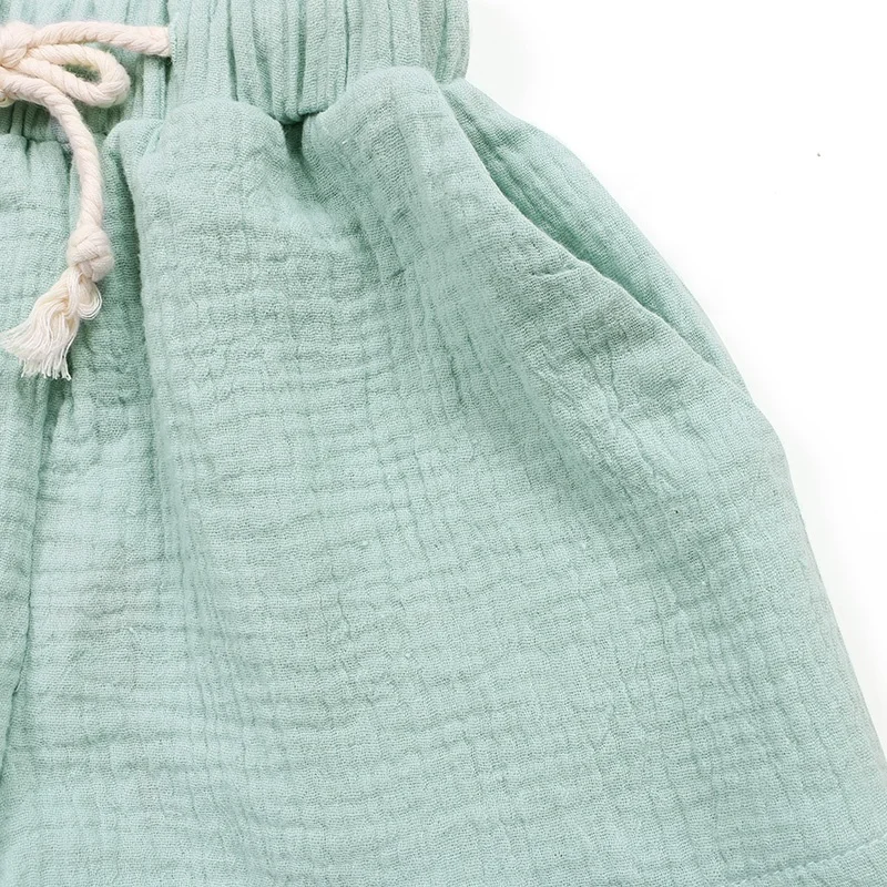 Kids clothing baby clothes long sleeves wood buttons top draw string shortie sold mint woven organic cotton muslin baby sets