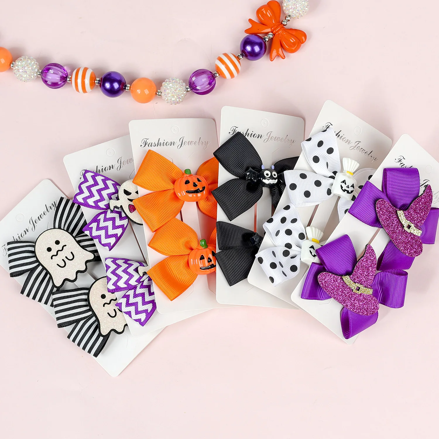 Hot Selling Halloween Baby Decoration Knot Hair Accessories Clip Grosgrain Ribbon Hair Bows Barrettes Hairpin For Toddler Girls