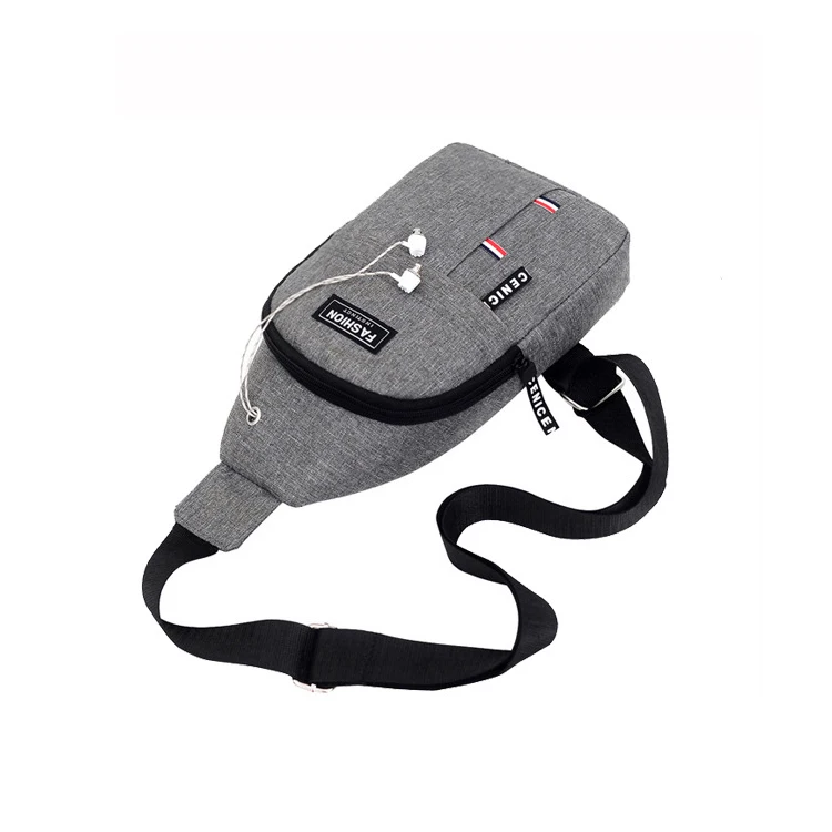 Wholesale Cheap Men Sport Chest Pack Bag Shoulder Earphone Hole Custom Logo Waterproof Crossbody Sling Bag for Men