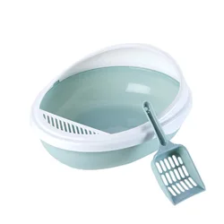 Cat Litter Box  Kitty Litter Basin Semi- Enclosed with Cat Litter Scoop  for Training