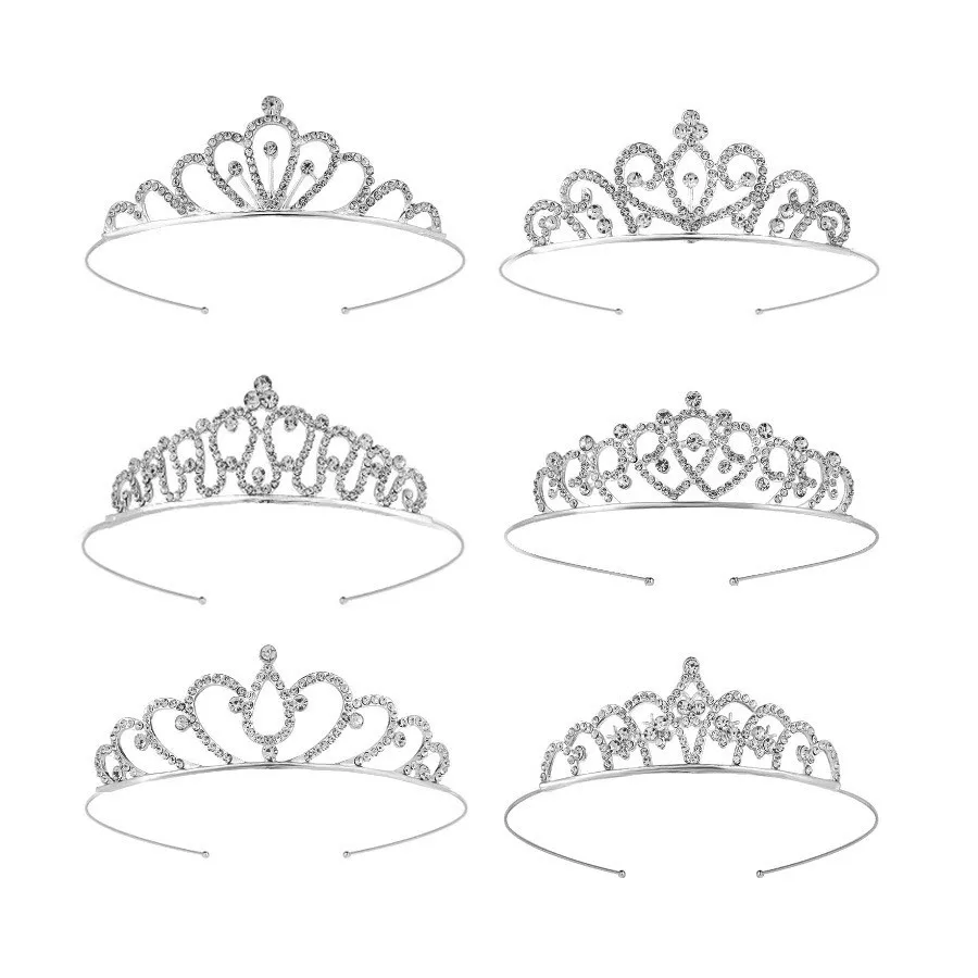 31 Design Child Hair Jewelry Party Show Princess Crown Headband Wedding Bridal Silver Rhinestone Wholesale Crowns and Tiaras