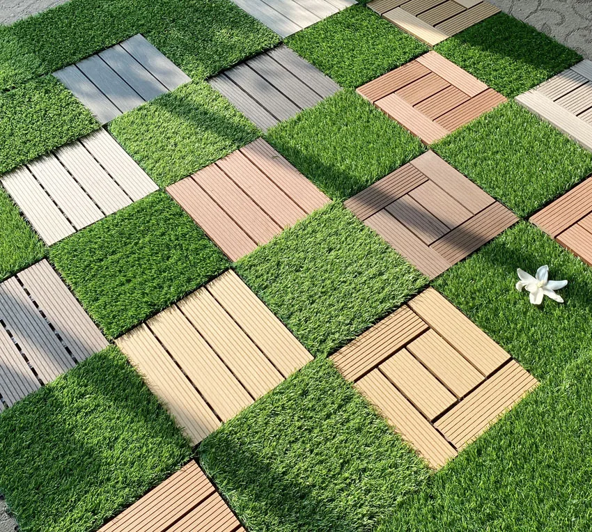 Contemporary WPC Outdoor & Indoor Decking Tiles Smooth Waterproof Wood-Plastic Composite Flooring for Garden Application