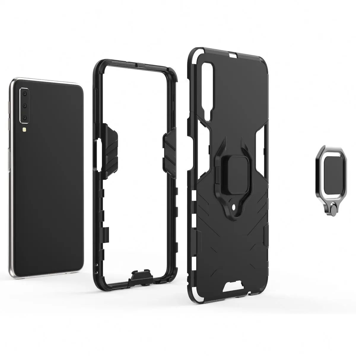 Shock Resistant 360 Metal Kickstand Magnetic Hybrid Armor Ring Holder Smartphone Back Cover Case For Samsung A50 Magnet