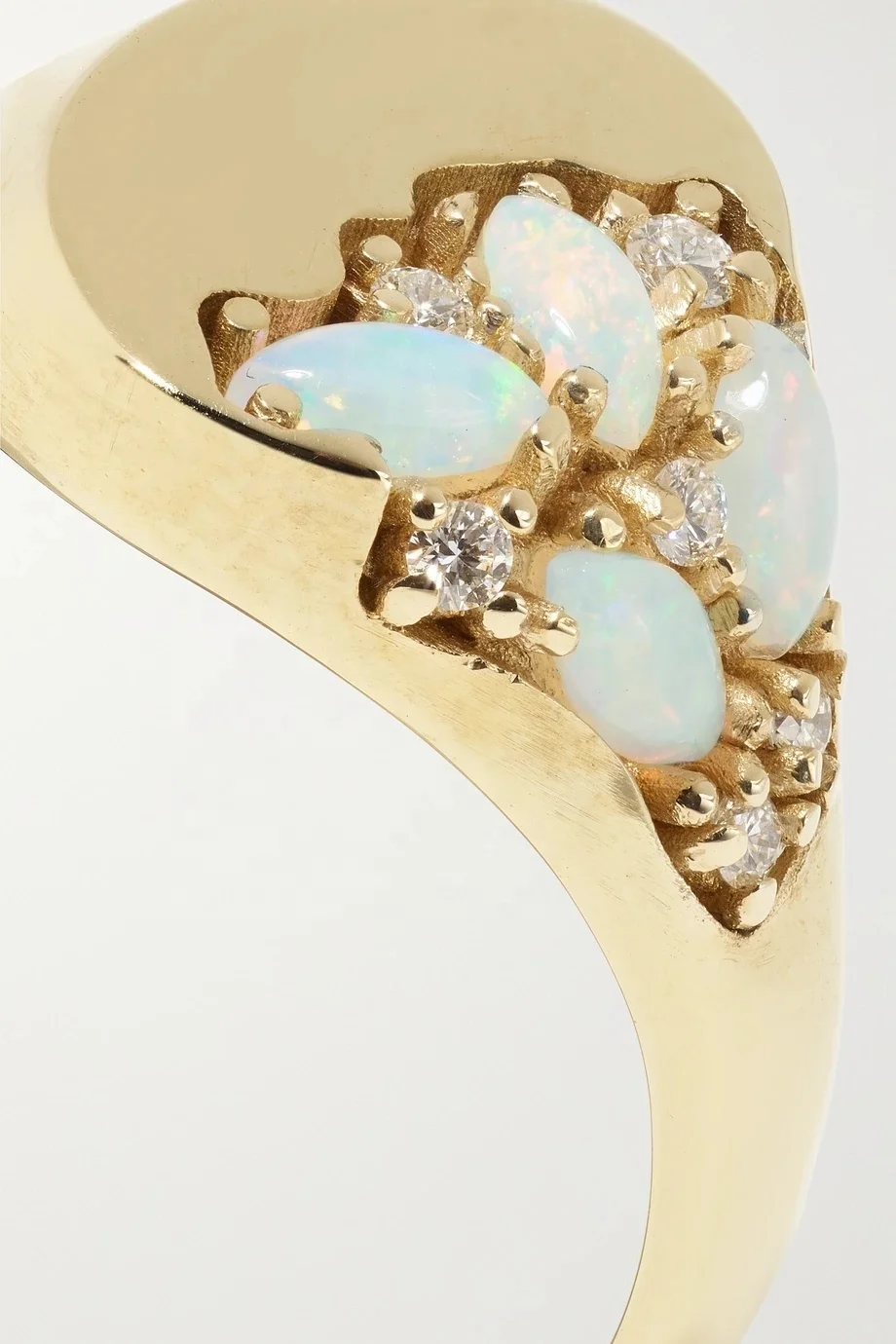 925 Sterling Silver Gold Personalized Classic Marquise Opal Signett Ring Women