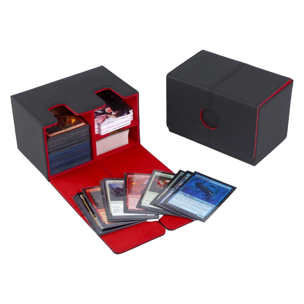 Custom Printing PU Trading Card Storage Box For MTG TCG Card Deck Box 100+ Customized LOGO Full Grain Leather Card Game Deck Box