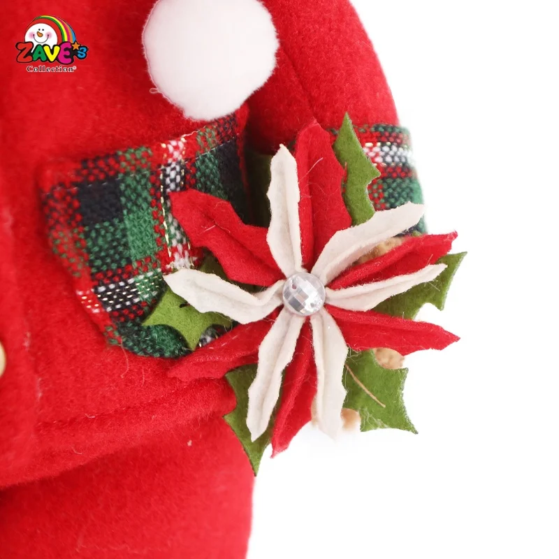 13-In Teddy Bear Pair in Plaid Pajama Cute Soft Standing Ornament for Christmas Home Decor