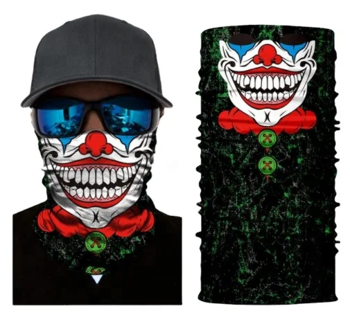 Wholesale 3D Seamless Bandana Neck Gaiter Motorcycle 3D Animal Skull Halloween Jokers Bandana Scarf Balaclava Headband Scarves