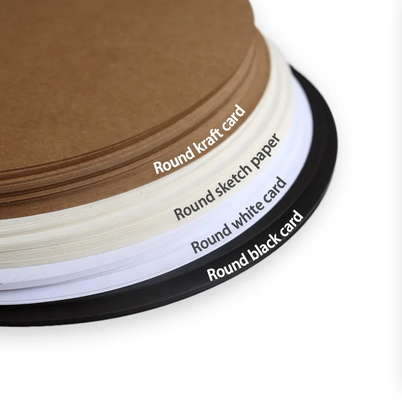 SAITAO 50 Sheets Pack 250g Thick DIY Round Cardboard Paper Kraft/Sketch Paper White/Black 25/29/36 cm Round Drawing Paper