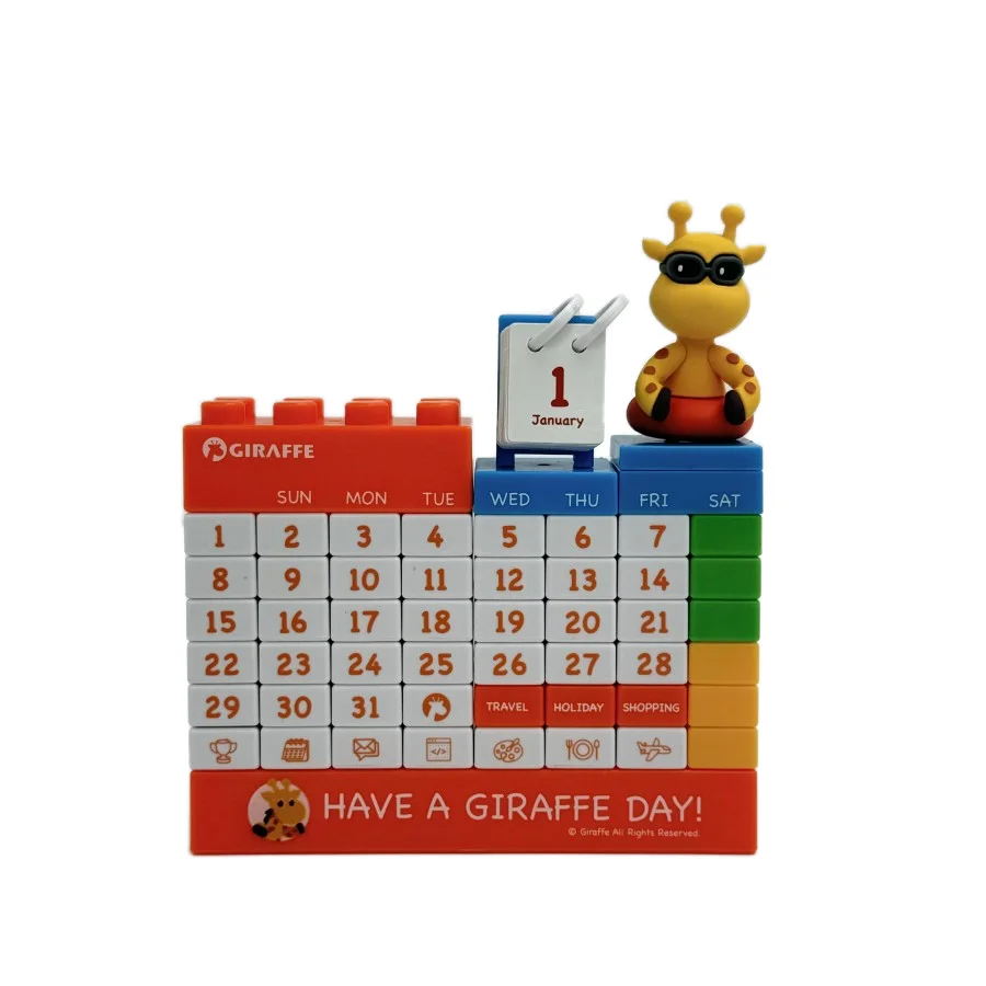 Creative Cartoon DIY Building Blocks Perpetual Calendar Manufactured Desktop DIY Desk Calendar for Promotional & Business Gifts
