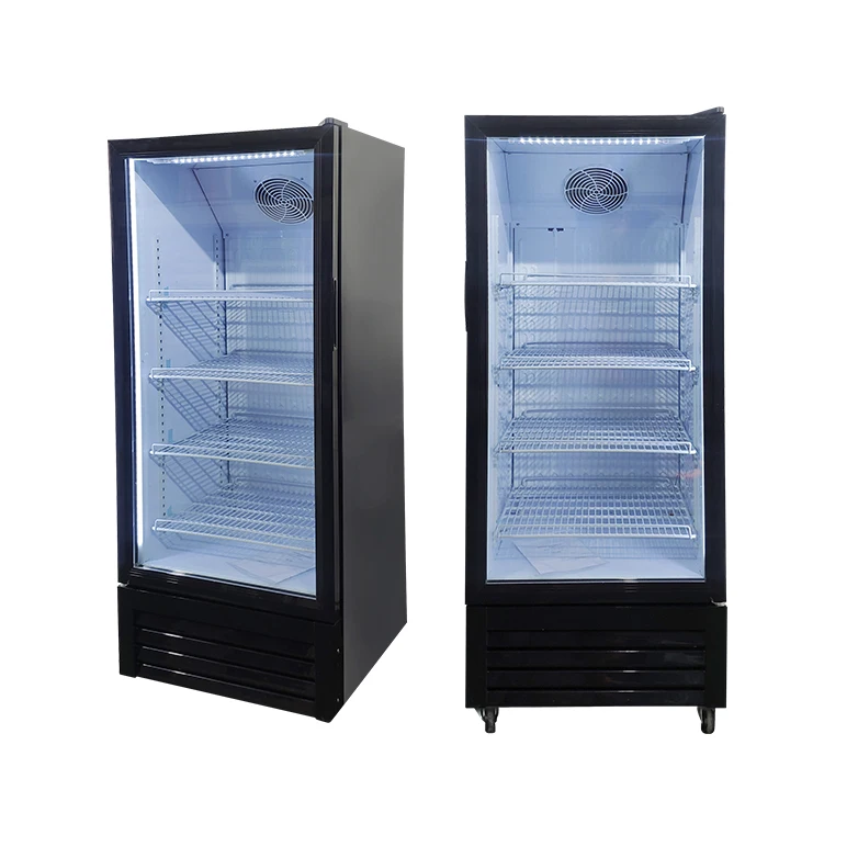 MEISDA SC190L 190L Upright Glass Door Food Beverage Display Refrigerator with Electric Compressor Portable Home Hotel Garage