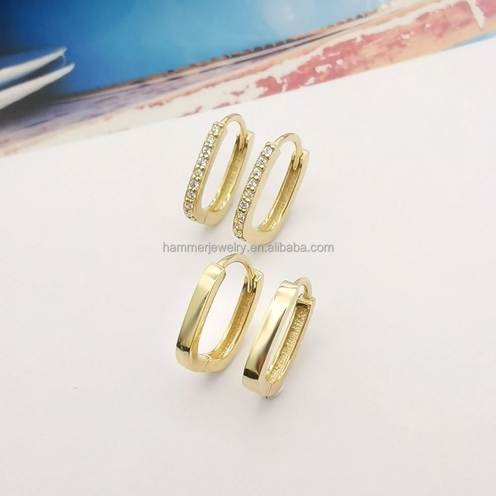 Hot Selling 14K Real Gold Huggie Hoop Earrings OD 9.4MM with Lab Grown Diamond Earring Jewelry
