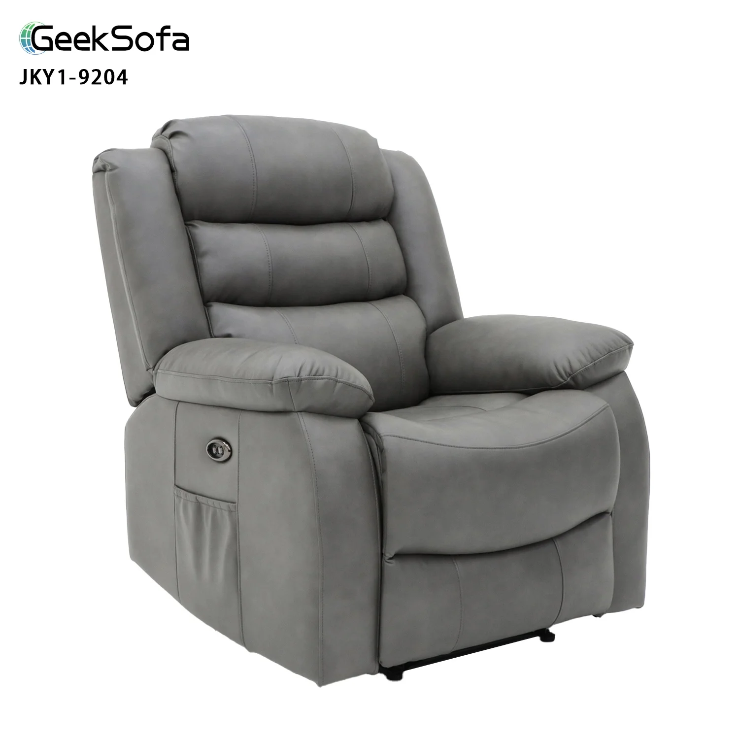 Geeksofa Modern Lazy Boy Leather Power Electric Recliner Chair with Massage and Heat and USB Charging for Living Room Furniture