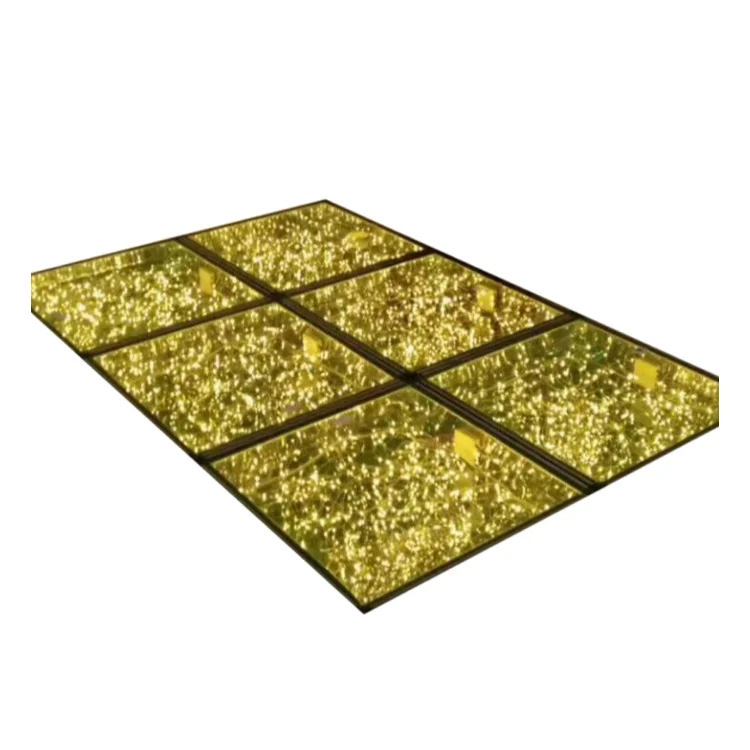 Vorlane Spot monochrome 3D Mirror Stage Floors Golden Infinity DIY Portable Dance Floor For Wedding Party