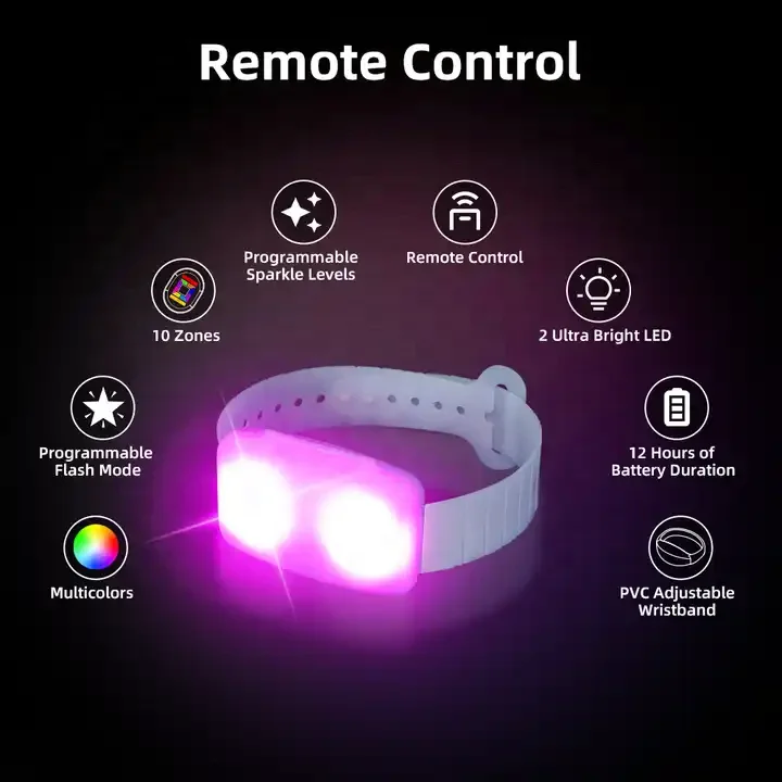 Sound Activated Pulsera LED Bracelet Wristband with APP DMX Remote Controller for Event Concert Music Tour