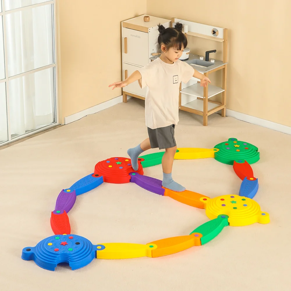 children walking plastic combination play set sensory training balance stepping river stone Kit