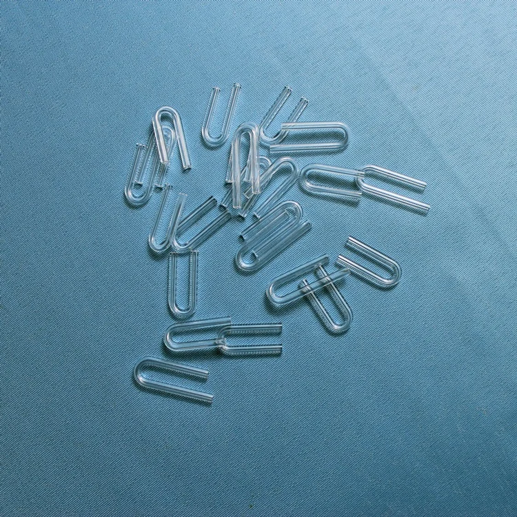 small U shape clear quartz glass tube
