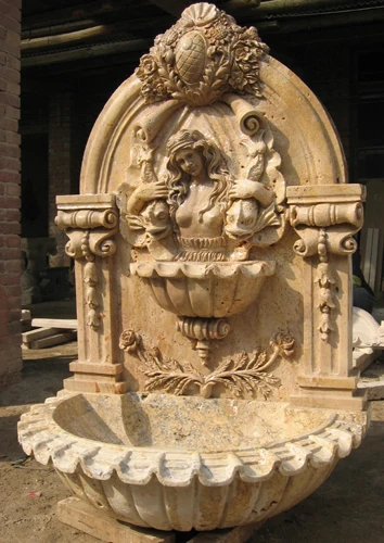 European Style Outdoor Antique White Marble Water Fountain with Horse for Yard Garden Square Decor