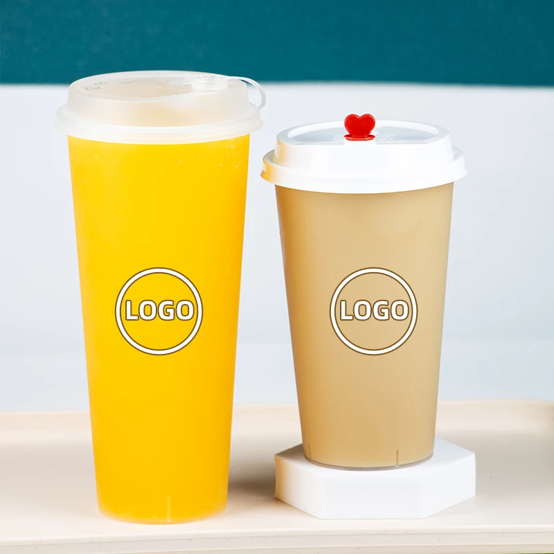 Custom Hard White  PP Transparency 90mm Caliber bubble tea Cup Clear pp plastic 16oz round disposable bubble tea Cup