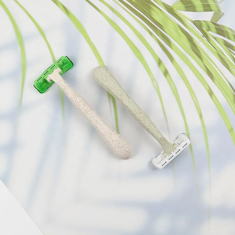 ECO-Friendly Disposable Razor Biodegradable Wheat Straw Triple Blade Facial Razor Three Blades