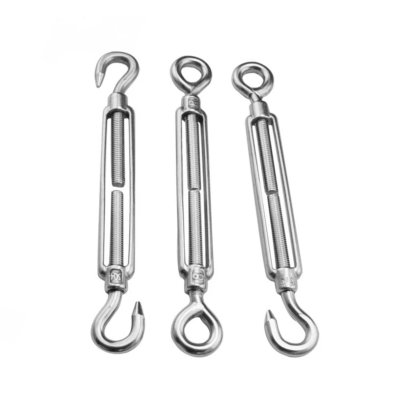 Two Ending Hook Wire Rope Tension 304 Stainless Steel Turnbuckle Hardware Hook & Hook Turnbuckles with Steel Wire Rope