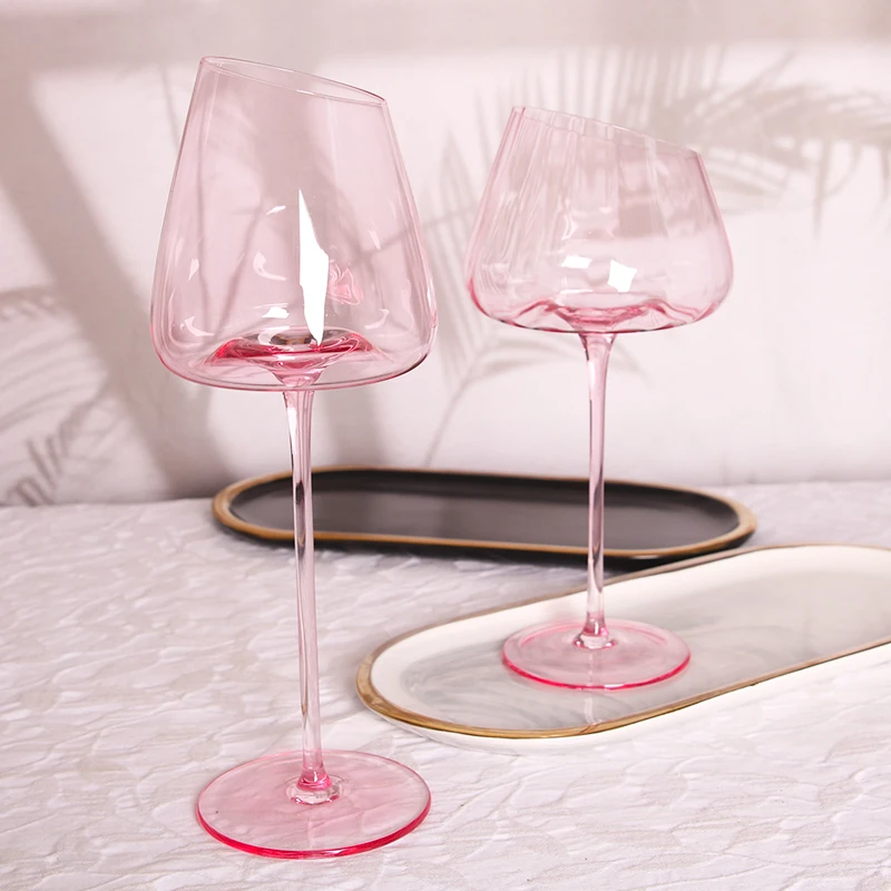 Lead Free Crystal Material Creative Design Wedding Used Flamingo Pink Color Wine Glass  Wine Cup  From Chinese glassware Factory