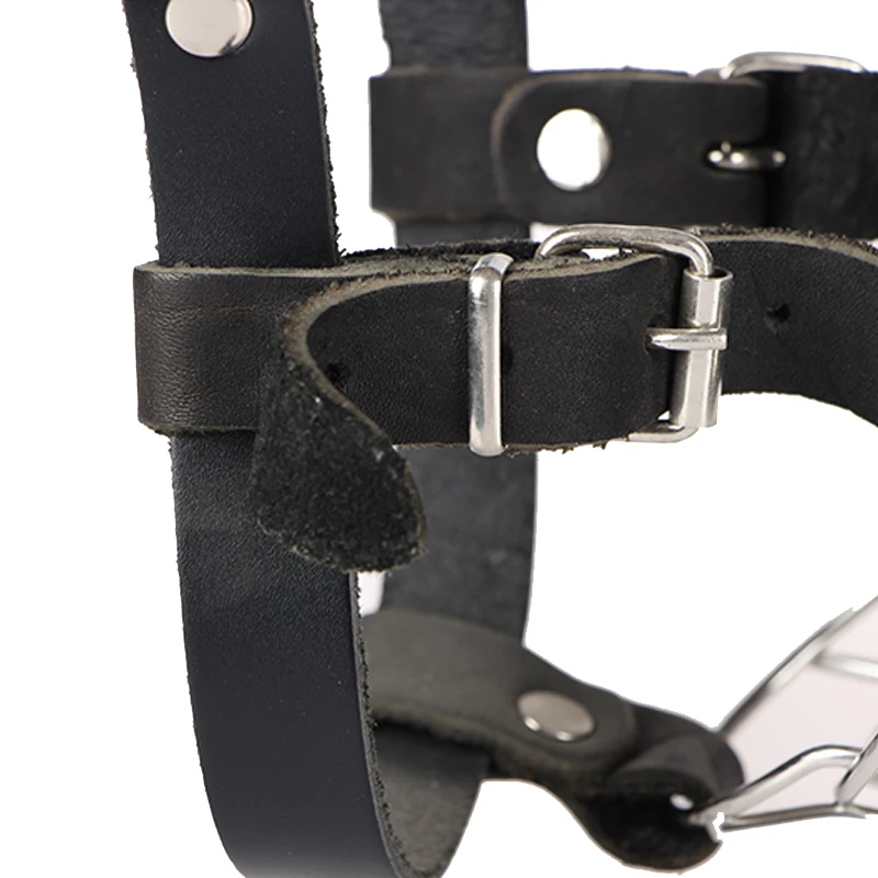 German Shepherd Horse Dog Stainless Steel Impact Resistant Rust Free Dog Muzzle Impact Relief Cowhide Metal Training Dog Muzzle