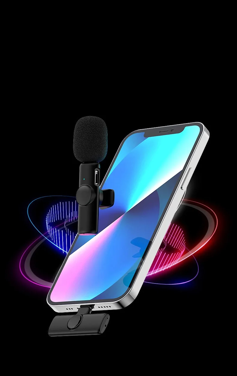 Professional Wireless Lavalier Microphone with Charging Case for Video Recording Vlog Live Streaming Broadcast