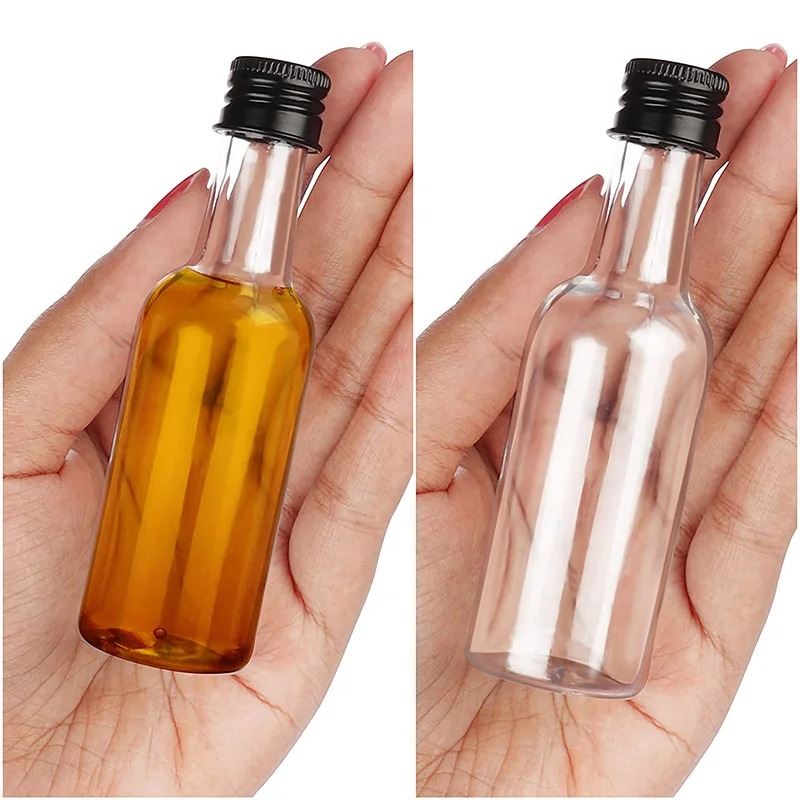 Empty Transparent Custom Mini Plastic Liquor Bottle PET Woozy Bottles 50ml 150ml Chilli Sauce Bottles with Cap