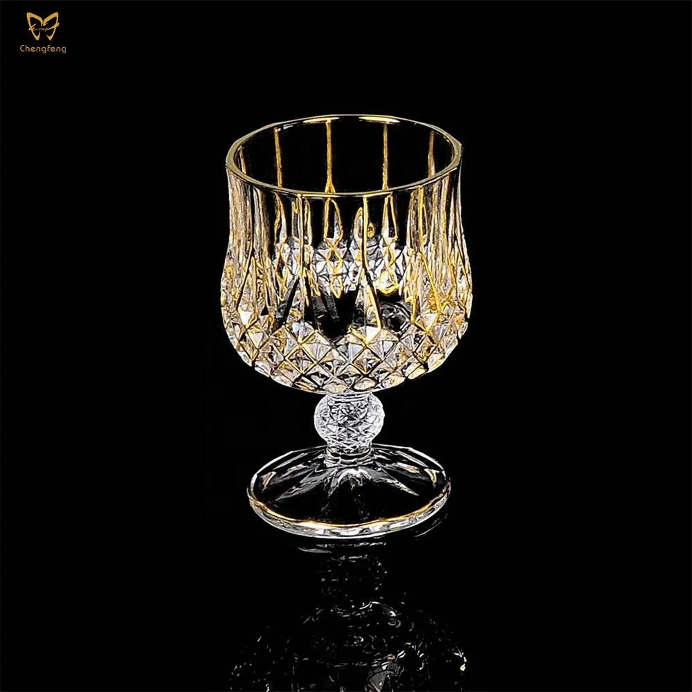 Whisky Glasses Palace Style Trim Engraved Whiskey Glass European Luxury Creative Hand-Print with Gold Rim