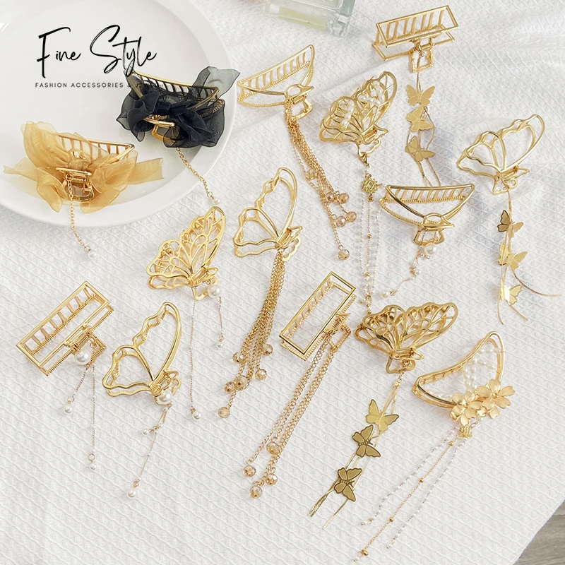 Finestyle 2024 new arrival korea heart small metal pearl hair claw clips