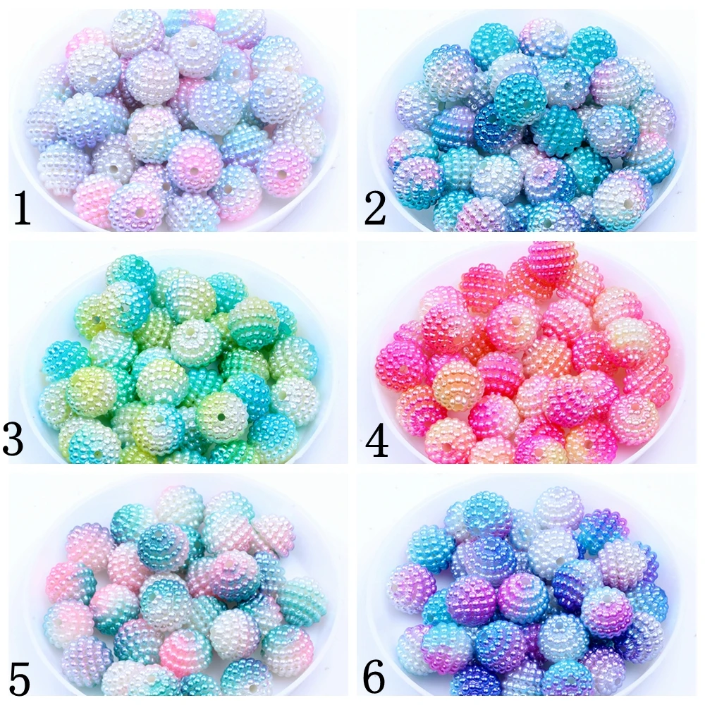 New Style 200pcs 15mm Multicolor Bayberry Perforation Pearl Beads Hole Round Resin Pearl DIY Dress Making Jewelry Decorations