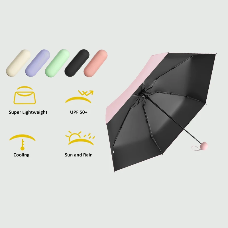 Wholesale Fashion Bag Folding Cute Mini Parapluie De Poche Paraguas Pocket Umbrella With Logo Pill Capsule Umbrella