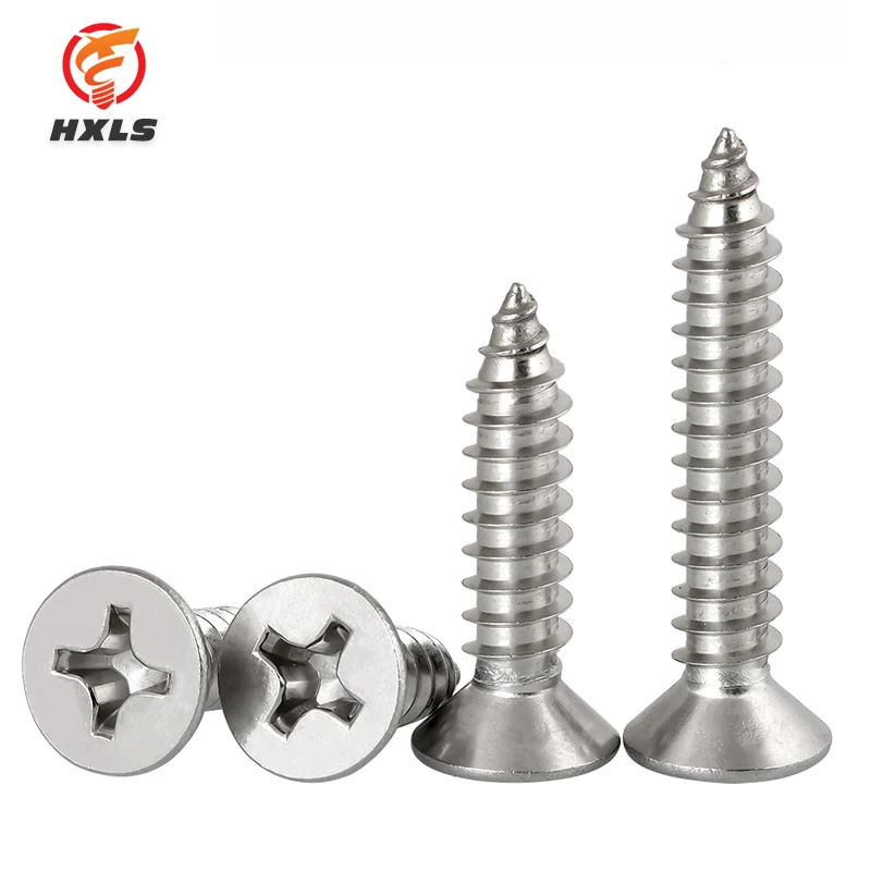 Din 7982 Flat Head Sheet Metal Screws Phillips Drive Wood Screws, 304 Stainless Steel 18-8, self tapping screw