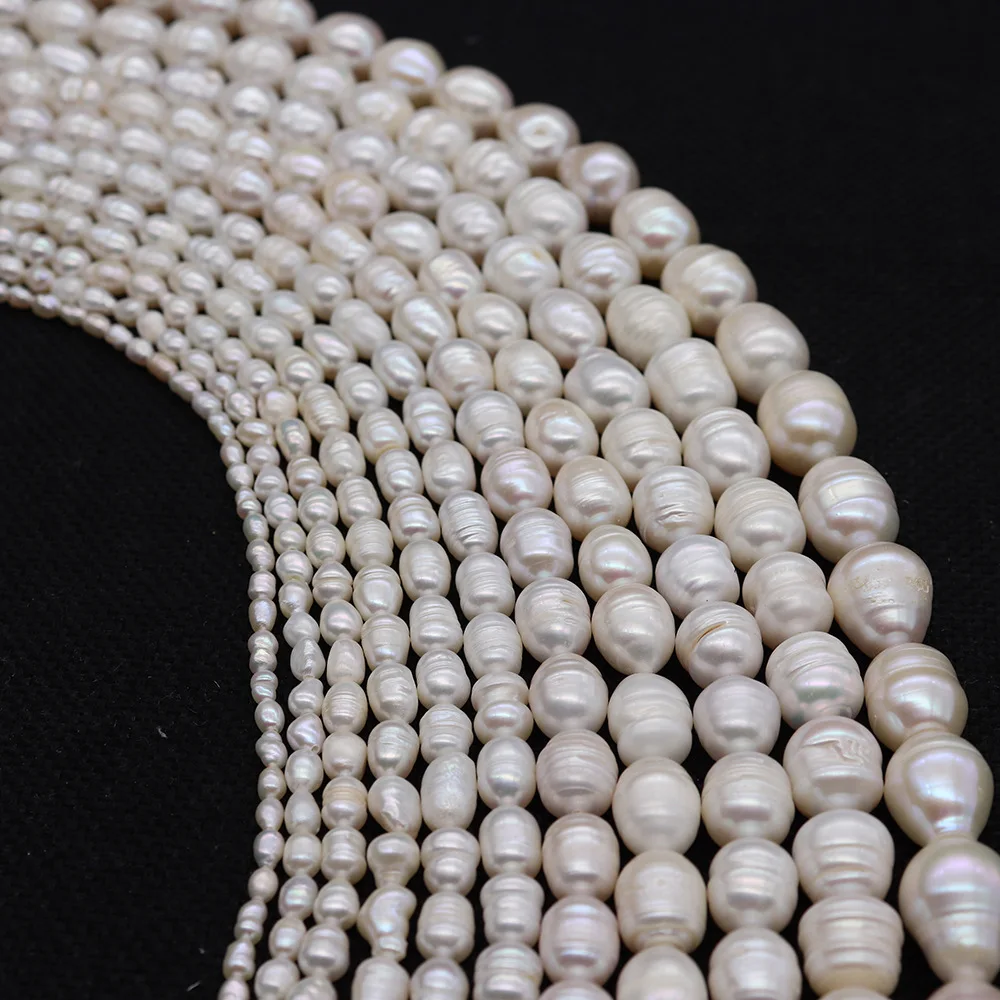 JC crystal wholesale fresh water pearl beads strands rice beads 2mm-13mm  threaded pearl DIY for  jewelry making