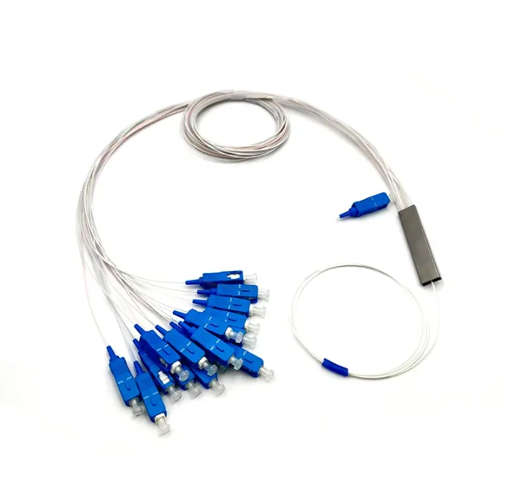 FTTH White 1x16 Fibre Optic PLC Splitter Mini Steel Tube PLC Splitter with SC UPC Connector Best Price