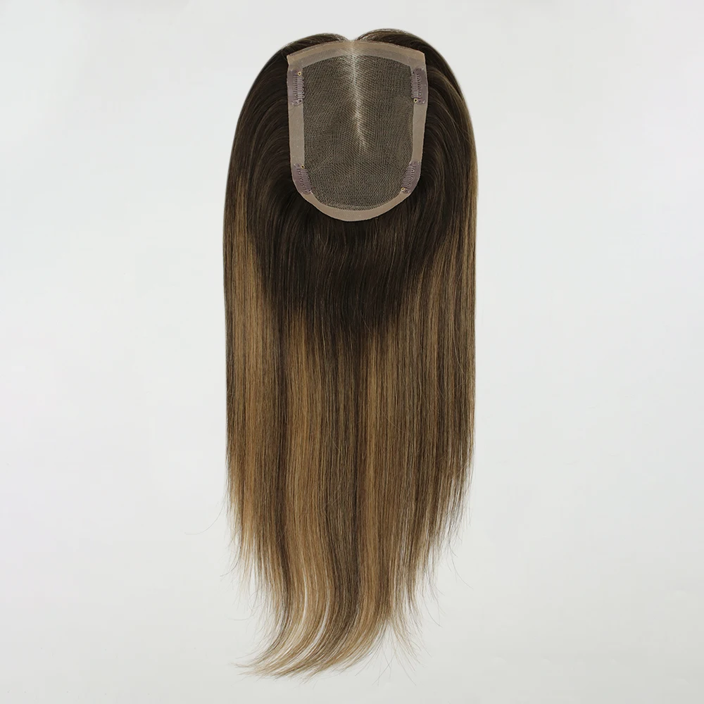 Hair Toppers Human Hair Silk Top Virgin European Hair Hand Tied Silk Base With Lace Frontal Toppers