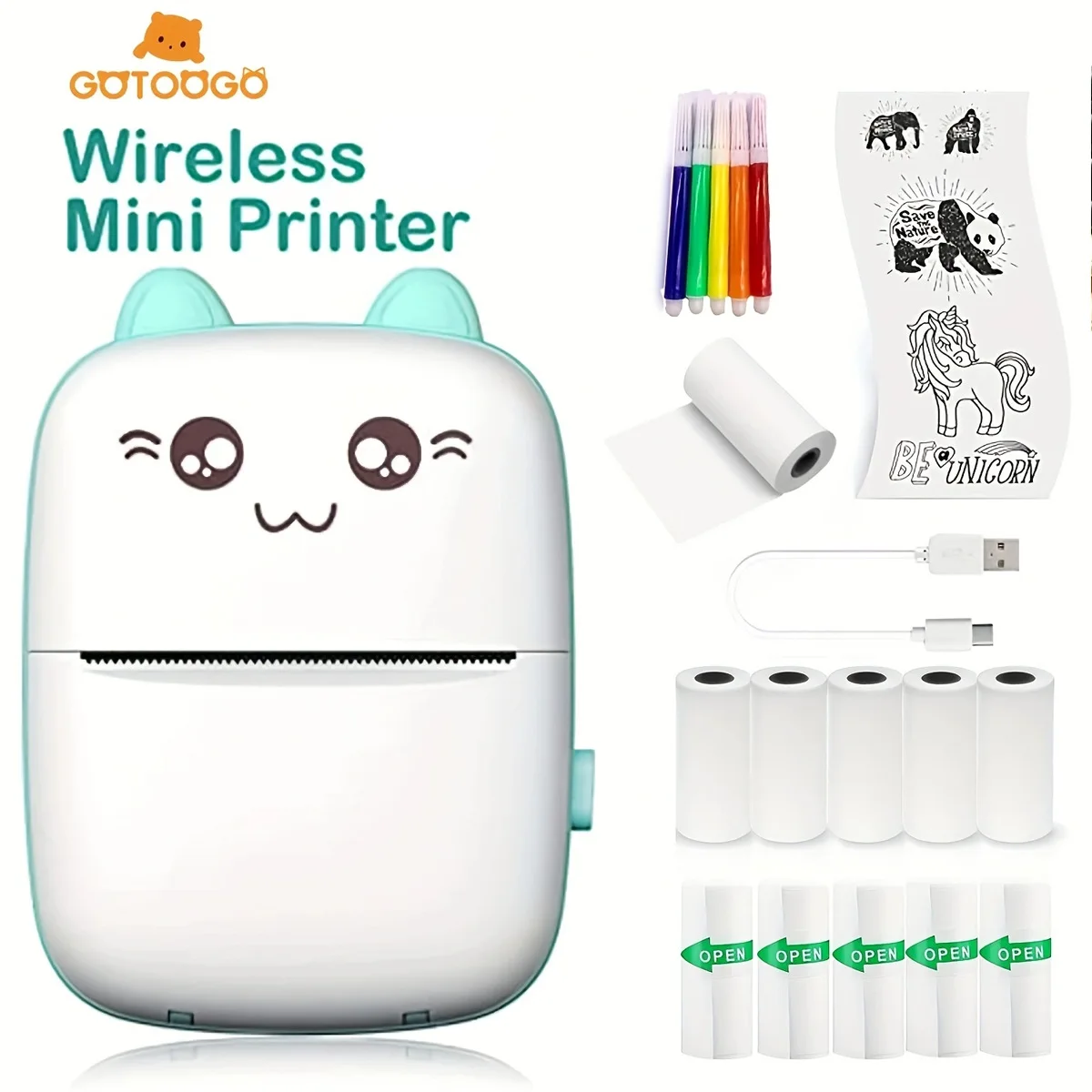 Bluetooth Mini Printer Portable Text Picture Memo Shopping List Label Bag Printer Inkless Mini Thermal Label Printer