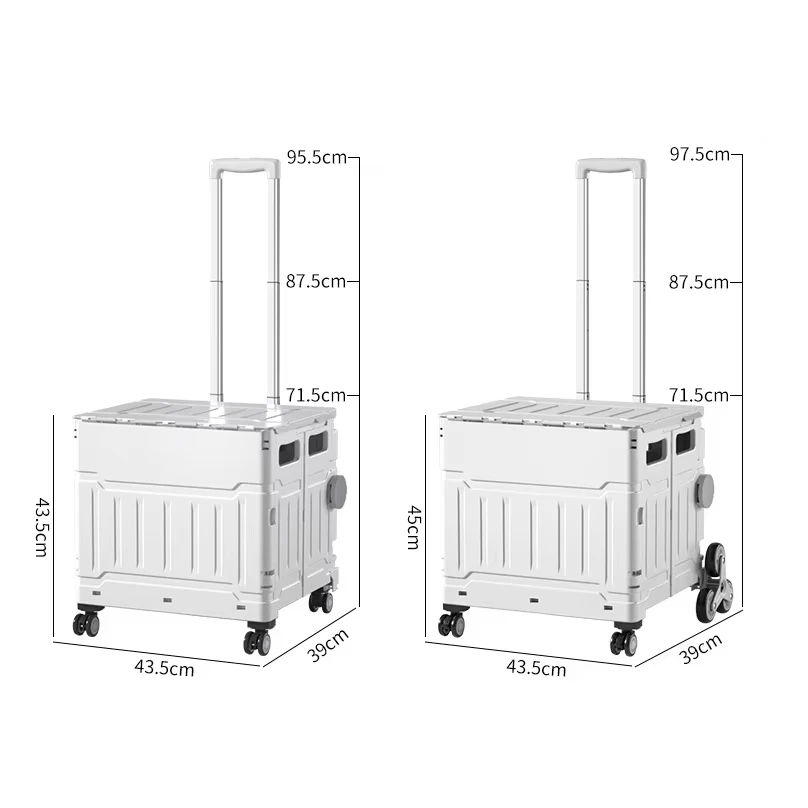 Portable Wholesale Eight Wheel Foldable Supermarket Trolley Multipurpose Folding Plastic Grocery Shopping Cart