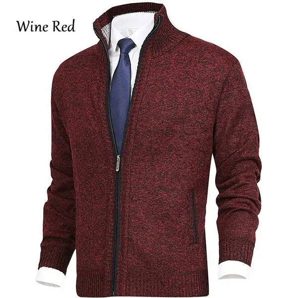 Mens Casual Cardigan Solid Winter Male Autumn Fashion Fit Thick Slim Keep Warm Turtleneck Men Sweater Coat Men