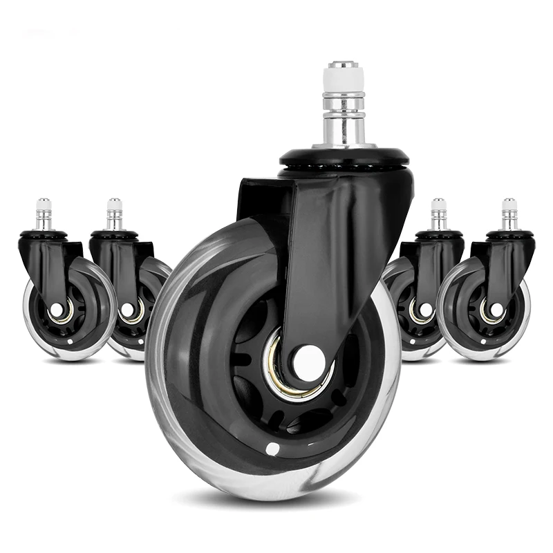 Universal 3 Inch PU Office Chair Furniture Caster Swivel Wheels Office Chair Caster Wheels with Mute Inserts for Office