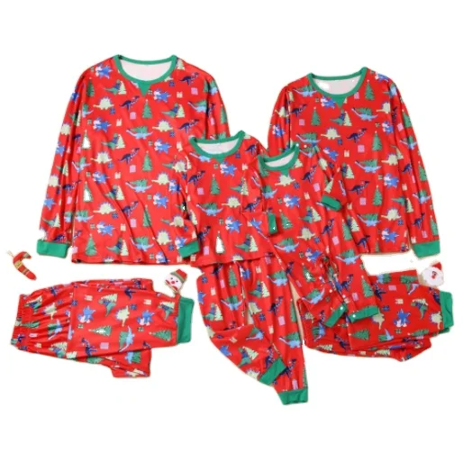 2021 hot sale  holiday lovely full Christmas tree printed  Christmas matching family pajamas sets  Christmas pajama sets