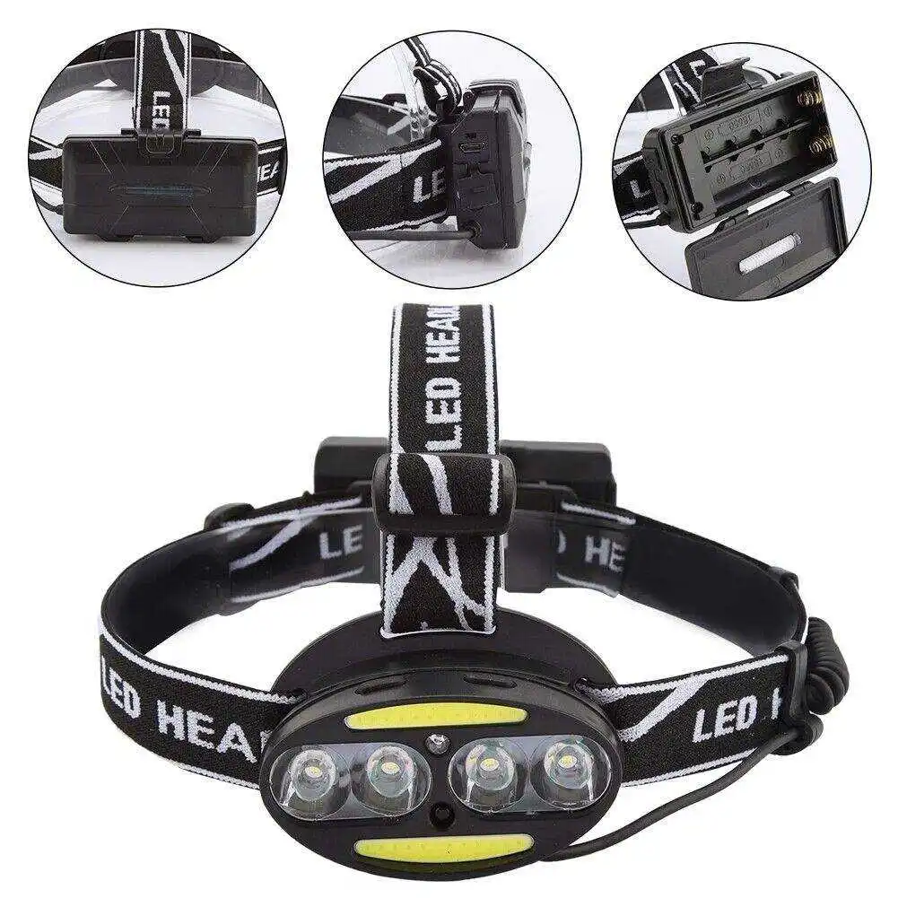 head mount  all perspectives induction high power headlamp 18650 cob led rechargeable sensor head lamp motion