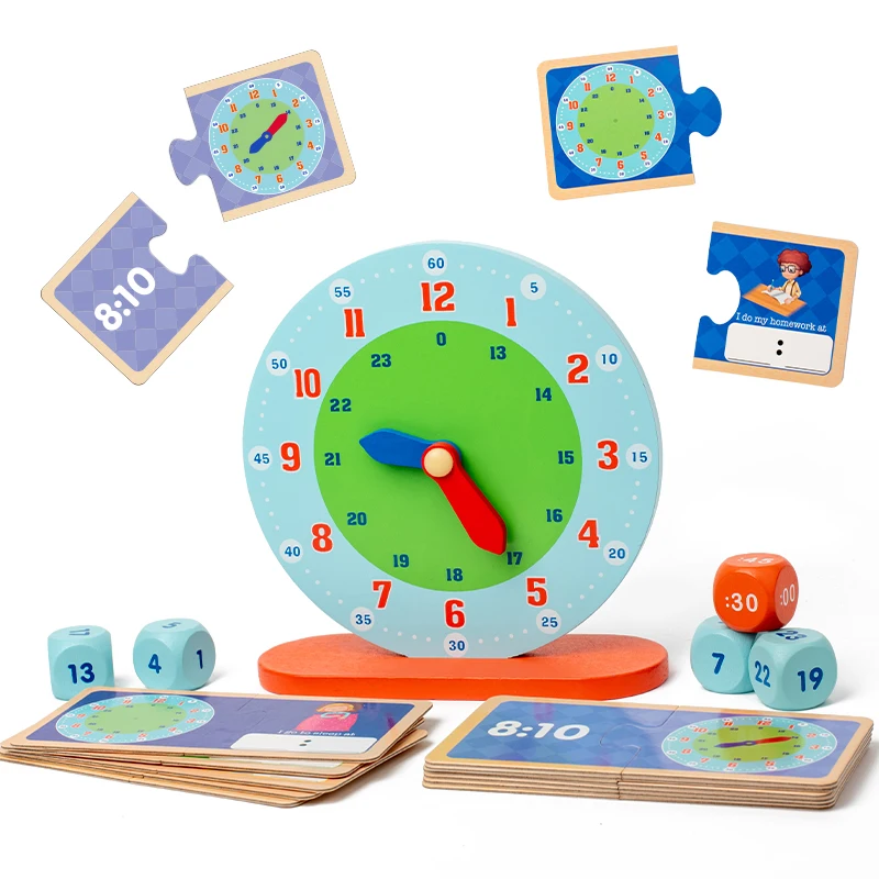 CE CPC Certificate Educational Baby Wooden Clock Toy Cute Alarm Clock Toy Time Cognition Toy
