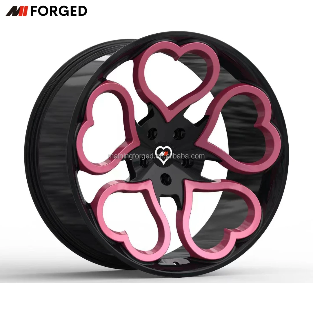 MN Custom Pink Heart Rims Shape Alloy Wheels 5x112 5x114.3 5x120 16 17 18 19 20 21 22 23 24 25 26 Inch With Hearts